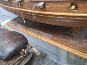 Discover our Caribbean model of the Mayflower, complete with wooden stand. In fair condition. Shop now for this unique piece of historical memorabilia!