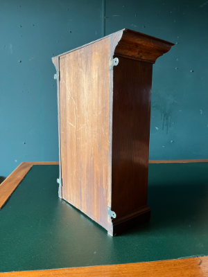 Small Antique Wall Mounted Cabinet George III Oak Cupboard Peacock Blue Interior