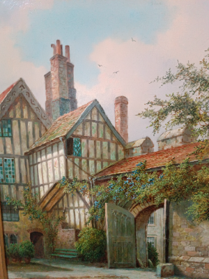 "The Dean's Close, Winchester", By Albert Dunnington (British 1860-1928)