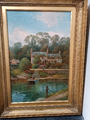 "The Ferry, Overton-on-Dee" By Albert  Dunnington (British 1860-1928)