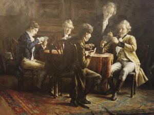 "The Last Hand" Large  Oil  Painting, 20th Century