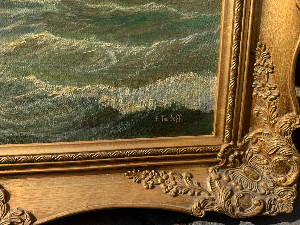 A beautiful oil painting of RMS Mauretania by maritime artist and former marine radio officer for Cunard, Fred Tordoff. Size 77cm x 63cm with frame.

The Ship:
RMS Mauretania was a British ocean liner built for the Cunard Line by Swan, Hunter & Wigham Richardson in Wallsend on the River Tyne. Launched in 1906, she was the largest ship in the world until RMS Olympic was launched in 1910. Mauretania became famous for her speed, securing the eastbound Blue Riband on her maiden return voyage in December 1907 and the westbound record in 1909. She went on to hold both records for an impressive 20 years.

During the First World War, Mauretania was requisitioned by the British government and served as both a hospital ship and a troopship. She returned to Cunard's passenger service in 1919 and continued operating for many years. In September 1934, Cunard-White Star retired the liner, and she was eventually scrapped at Rosyth in 1935.

The Artist:
Frederick Tordoff (1939-Present) was born in Whitley Bay, on the northeast coast of England. The area
has a rich maritime heritage and Fred sketched the local scenes and landmarks.

After a stint in the Royal Air Force, Tordoff studied Marine Radio and Electronics at the
Kingston-Upon-Hull College. Hull had a thriving school of marine art, and after visits to
art galleries and the Hull Whaling Museum, Tordoff was motivated to paint the keels,
sloops and whale ships that plied the waterways in the great age of sail.

Tordoff joined the Cunard Steamship Company as a Radio & Electronics Officer and
traveled the world. He continued to paint during these long sea voyages, and eventually
began to exhibit his work at local art groups and galleries in northern England.
The artist currently resides in New Jersey and continues to specialize in marine and
sailing subjects, including the Hudson River and the Nantucket and New Bedford
whaling fleets.

His paintings are in collections in throughout Great Britain, Europe and the United
States including Tim Casey and Susan Ostrowski’s home to be displayed at RYC this
evening.