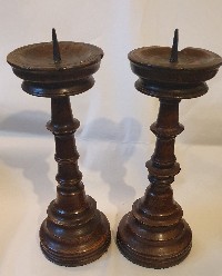 Turned Wooden Victorian Candlesticks