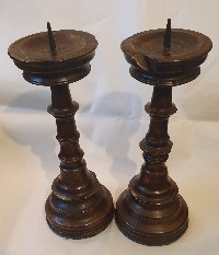 Turned Wooden Victorian Candlesticks