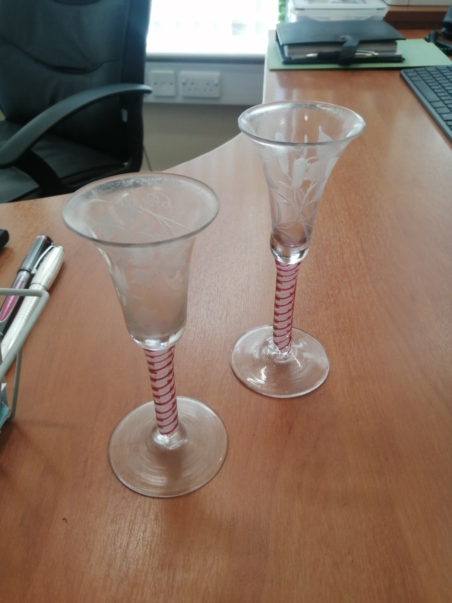 Two Jacobite Style Drinking Glasses