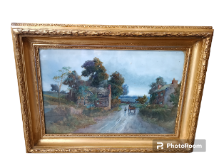 Unsigned Watercolour Glazed With Gold Frame