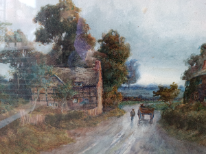 Unsigned Watercolour Glazed With Gold Frame