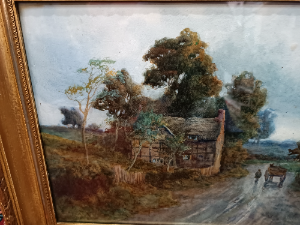 Unsigned Watercolour Glazed With Gold Frame