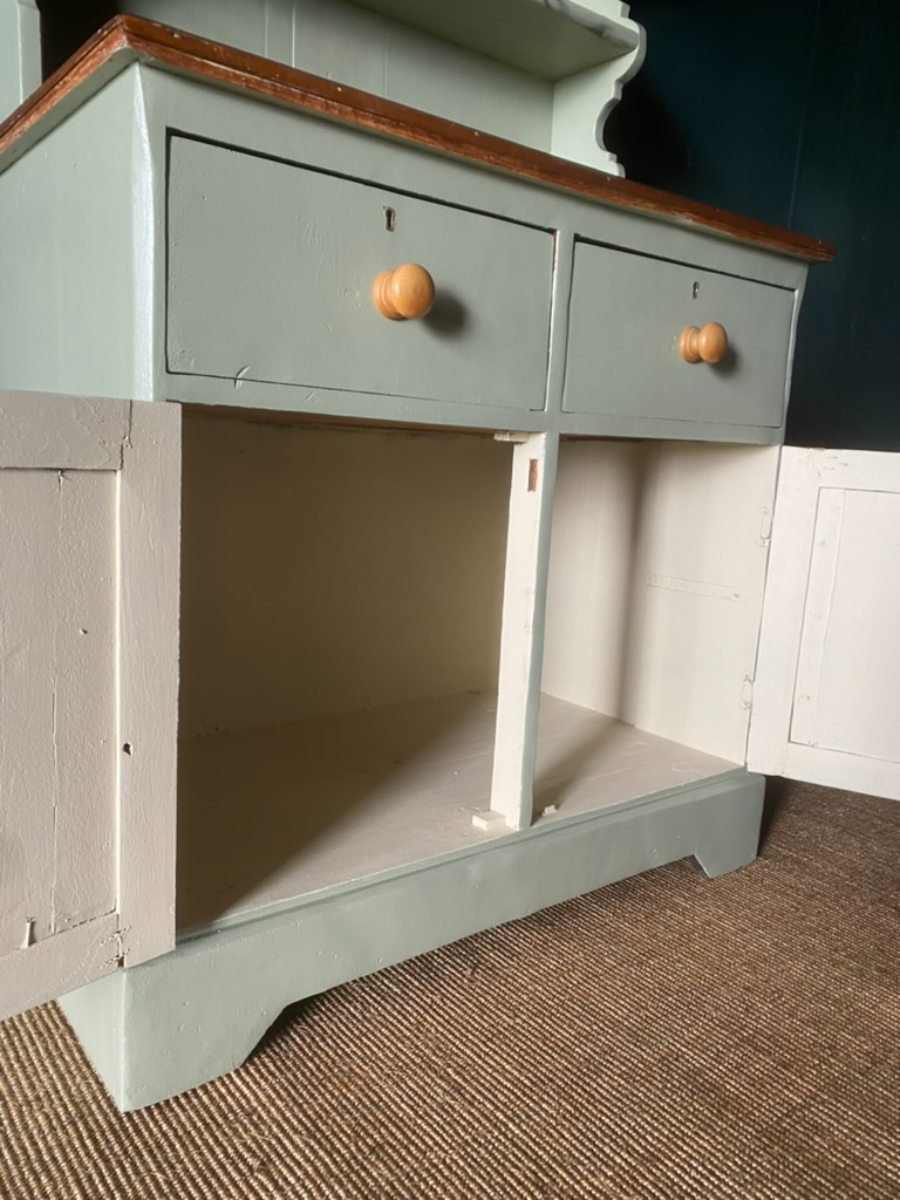 Victorian 1890 Solid Pine Painted Antique Country Kitchen Welsh Dresser 3ft Wide
