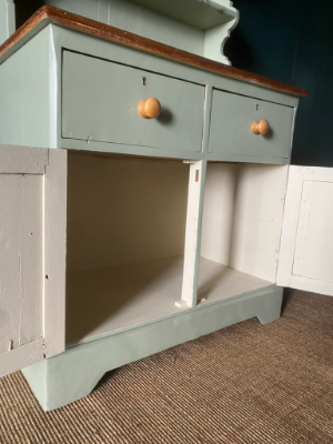 Victorian 1890 Solid Pine Painted Antique Country Kitchen Welsh Dresser 3ft Wide