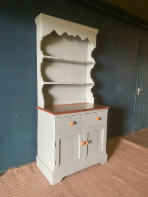 Victorian 1890 Solid Pine Painted Antique Country Kitchen Welsh Dresser 3ft Wide