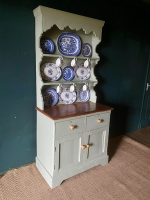 Victorian 1890 Solid Pine Painted Antique Country Kitchen Welsh Dresser 3ft Wide