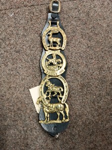 Vintage 4 Horse Brasses On Leather Strap