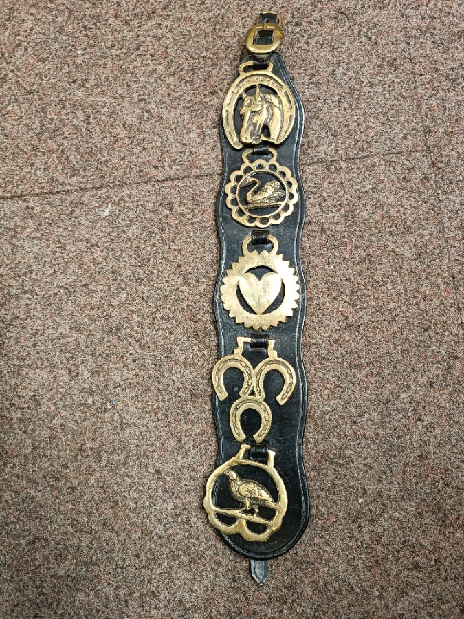 Primary image for Vintage 5 Horse Brasses On The Leather Strap