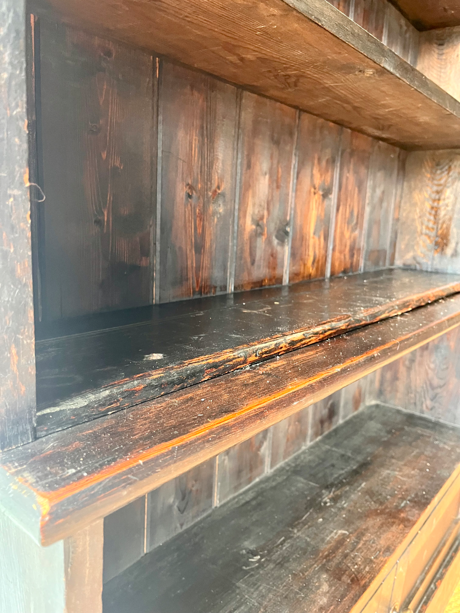 Discover our handcrafted, solid pine library bookcases with an aged ebony stain finish. Perfect for any interior decor. Shop now to add style to your space!