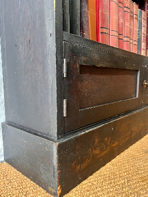 Discover our handcrafted, solid pine library bookcases with an aged ebony stain finish. Perfect for any interior decor. Shop now to add style to your space!