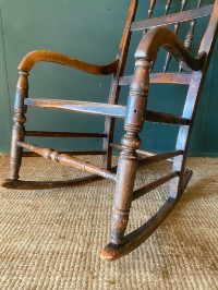 Vintage Antique Welsh Elm Rocking Chair Pierced Design Ply Seat Good Condition