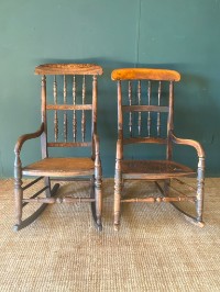 Vintage Antique Welsh Elm Rocking Chair Pierced Design Ply Seat Good Condition