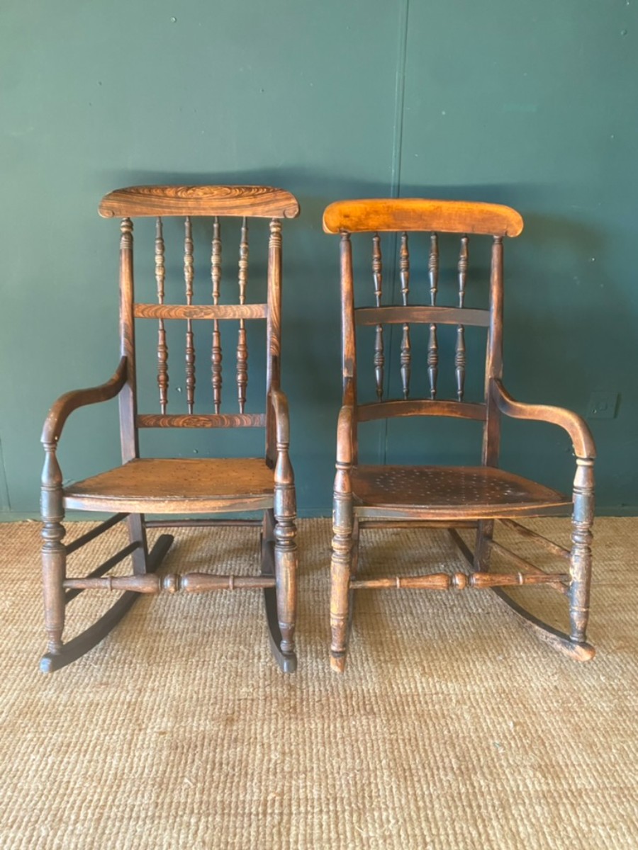 Vintage Antique Welsh Elm Rocking Chair Pierced Design Ply Seat Good Condition