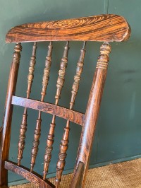 Vintage Antique Welsh Elm Rocking Chair With 'Star' Form Ply Seat Good Condition
