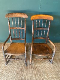 Vintage Antique Welsh Elm Rocking Chair With 'Star' Form Ply Seat Good Condition