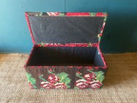 Vintage Tapestry Kilim Upholstered Ottoman Storage Chest Bench Handwoven Wool