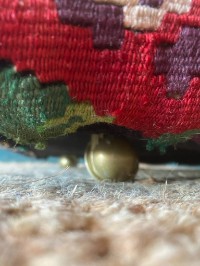 Vintage Tapestry Kilim Upholstered Ottoman Storage Chest Bench Handwoven Wool