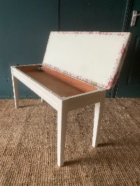 Vintage Upholstered Bench Seat Piano Stool Storage Brand New Linen Upholstery