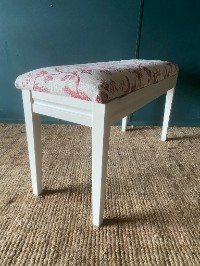 Vintage Upholstered Bench Seat Piano Stool Storage Brand New Linen Upholstery