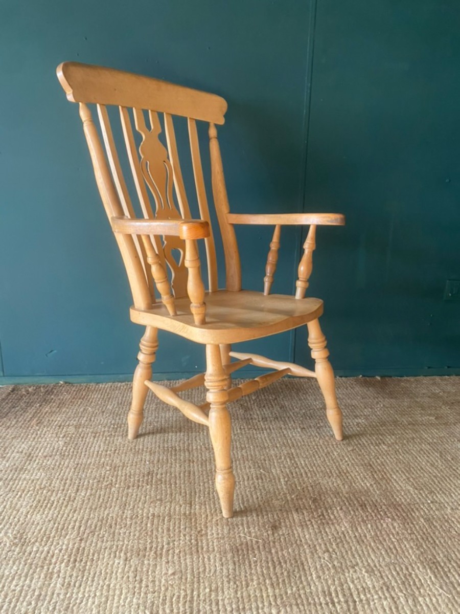 Vintage Victorian Antique Style Welsh Kitchen Fireside Elbow Chair Armchair VGC