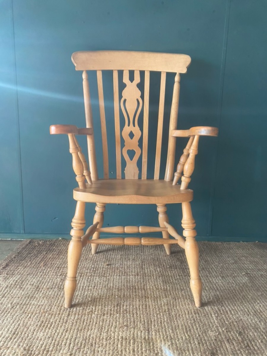 Vintage Victorian Antique Style Welsh Kitchen Fireside Elbow Chair Armchair VGC