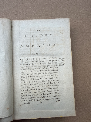 Volume II History of America by William Robertson dated 1792. In fair condition but both the front and back cover have detached from the binding.