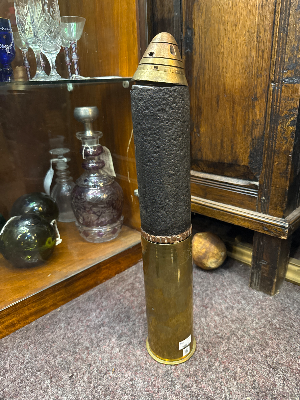 WW1 German 77mm Shrapnel Shell With Case