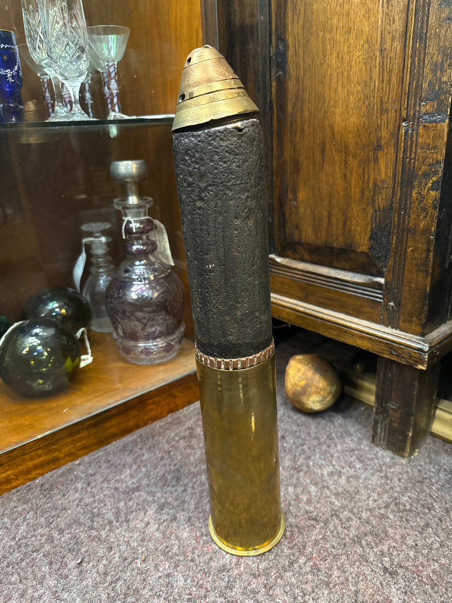 WW1 German 77mm Shrapnel Shell With Case
