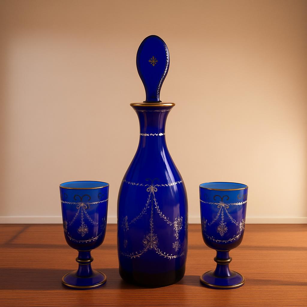 Late Victorian Bohemian Decanter And Glasses