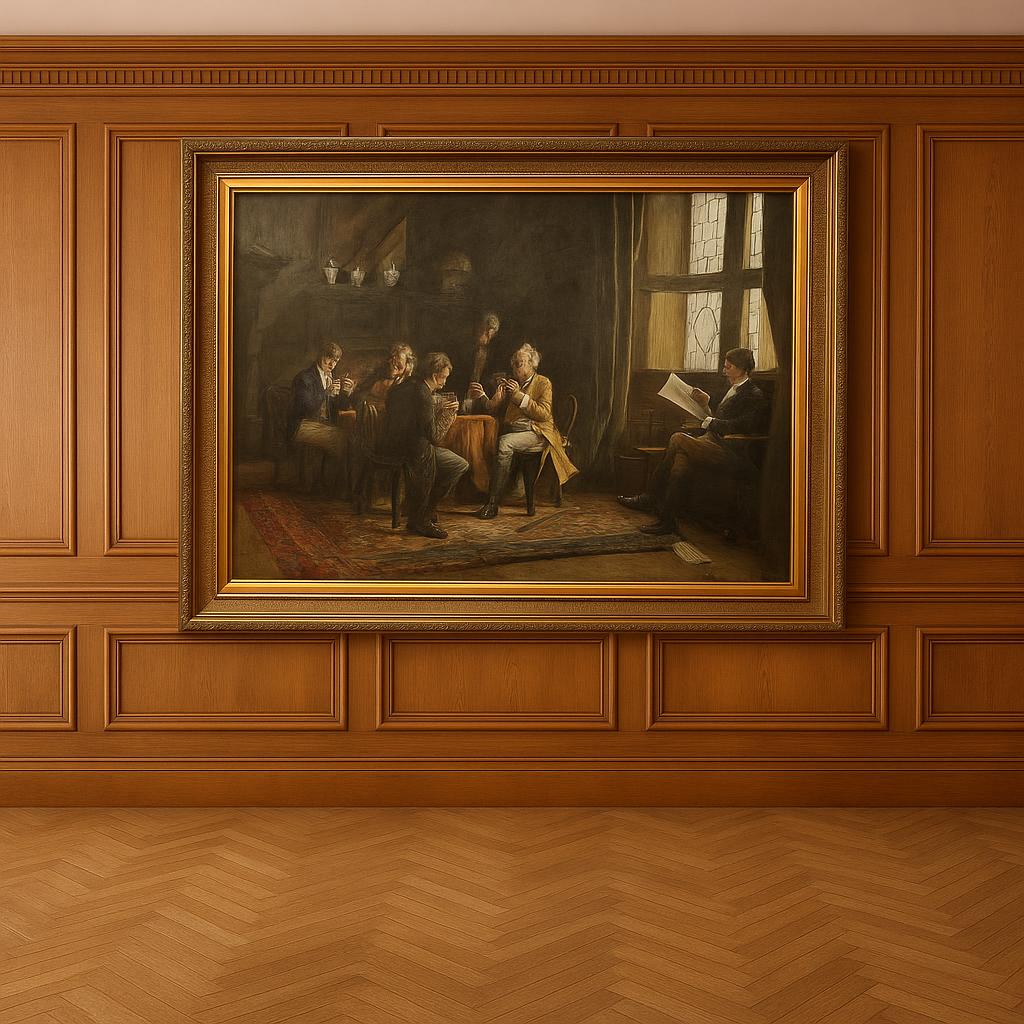 "The Last Hand" Large Oil Painting, 20th Century