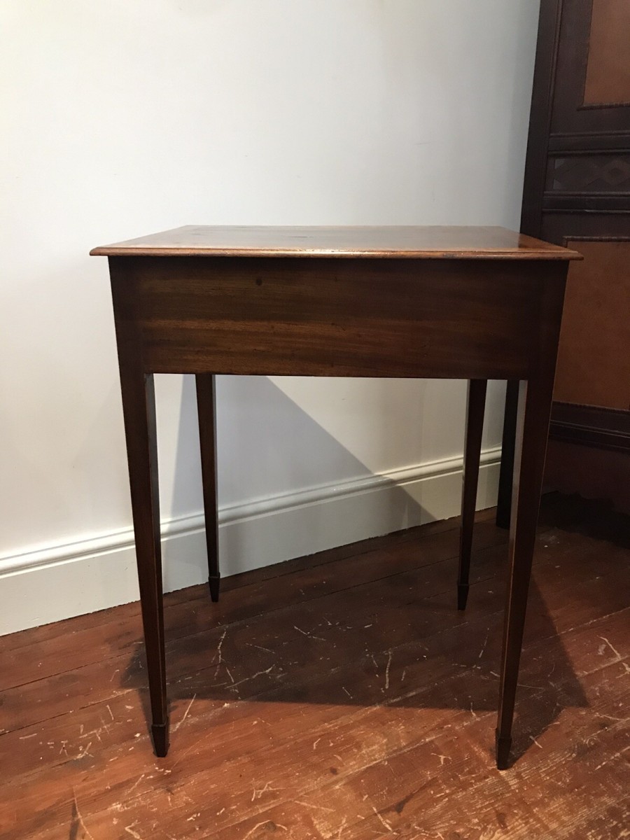 Period Antique Sheraton Style Side Table With Drawer And Tapered Legs
