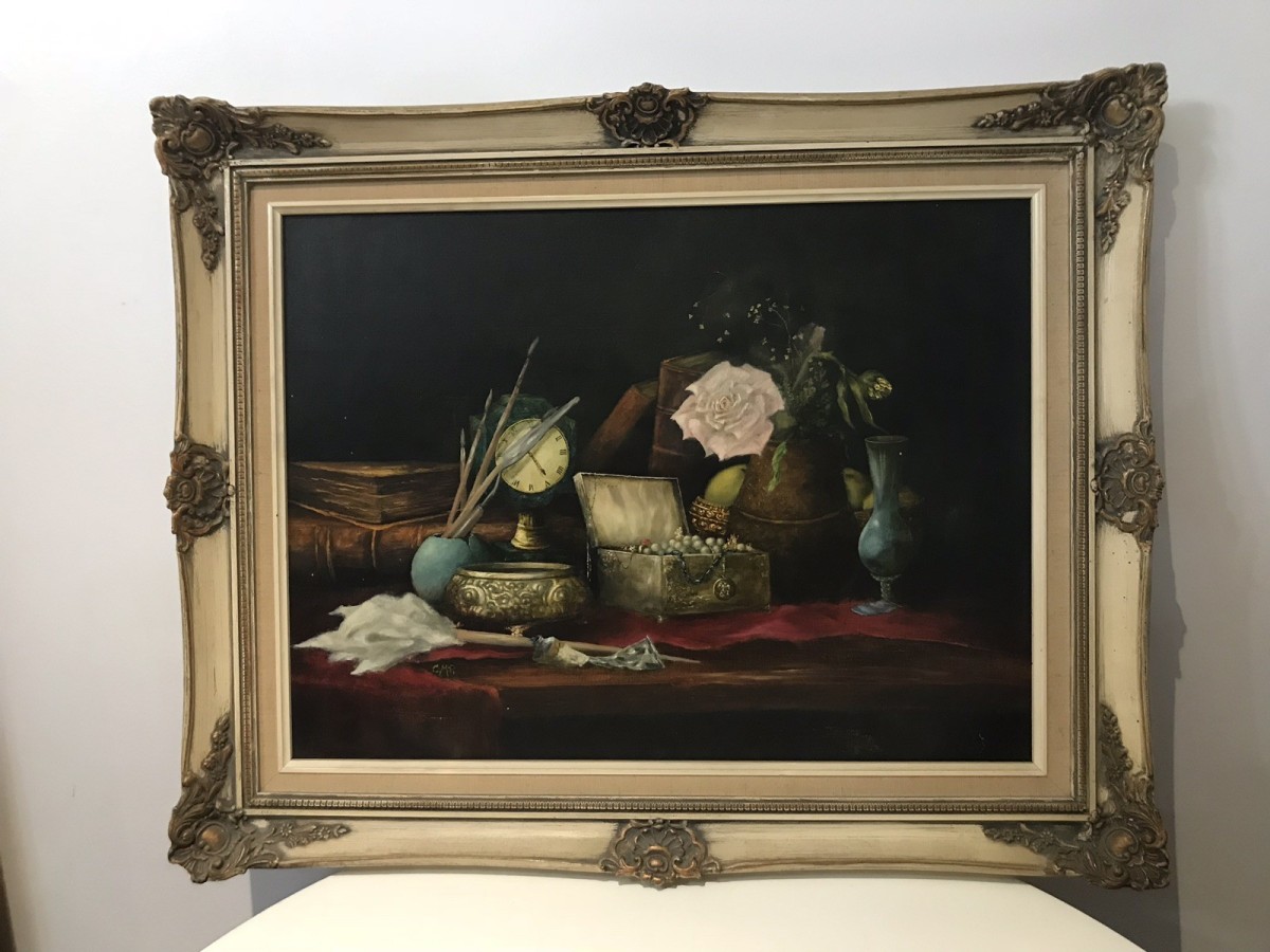 Rare Antiquirian Collecters Oil Painting Signed By Artist C.m.p