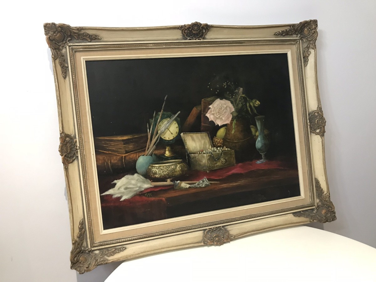 Rare Antiquirian Collecters Oil Painting Signed By Artist C.m.p