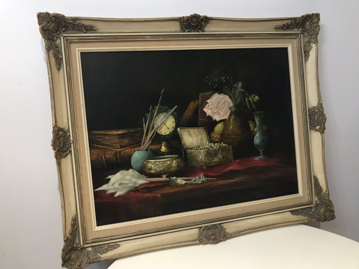 Rare Antiquirian Collecters Oil Painting Signed By Artist C.m.p
