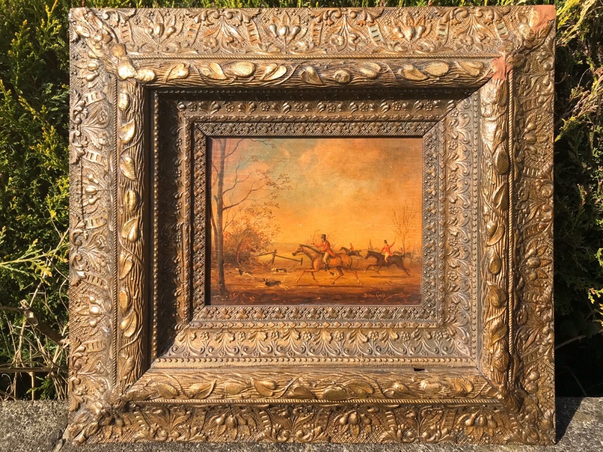 Pair Of Fine Art Hunting Scene Oil Paintings By Artist Brain Cook