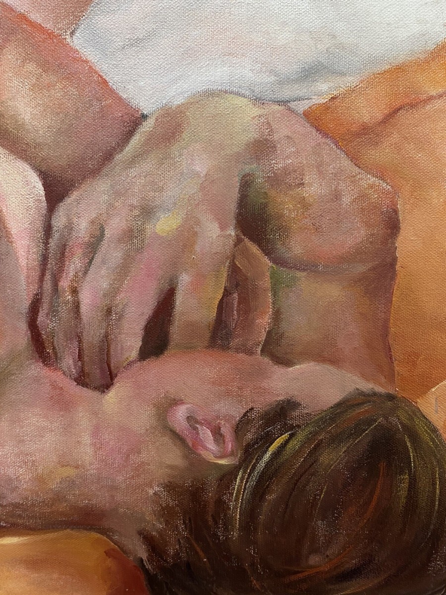 Posed Naked Form Nude Study Oil Painting By Artist Michael Jenkins