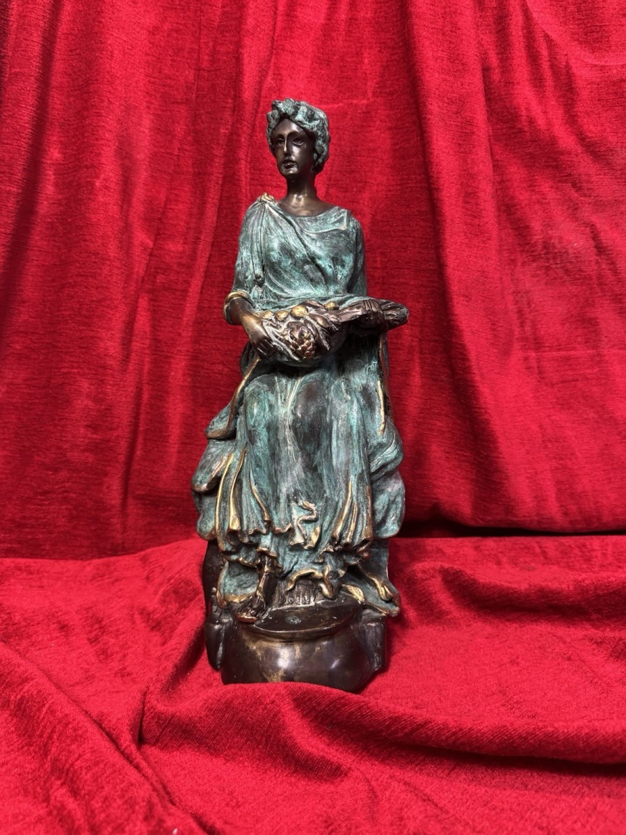 Primary image for Italian Bronze Figural Sculpture Of Fruit Bearing Goddess