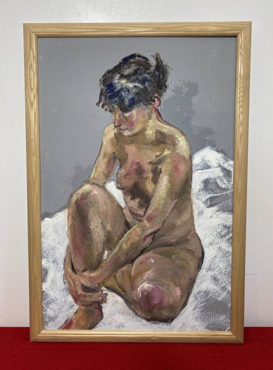 Primary image for Sitting Female Nude Contemplation Study In Oil By Artist Michael Jenkins