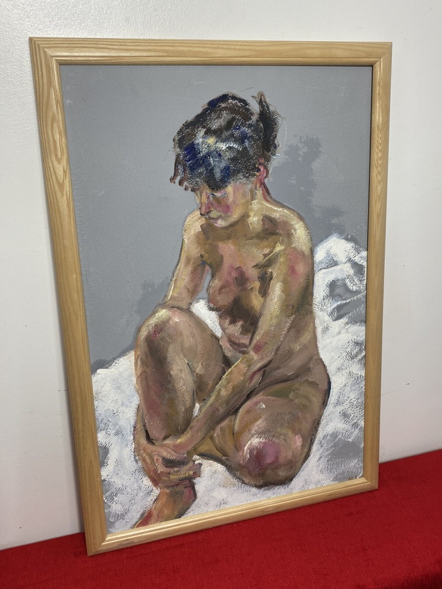 Sitting Female Nude Contemplation Study In Oil By Artist Michael Jenkins
