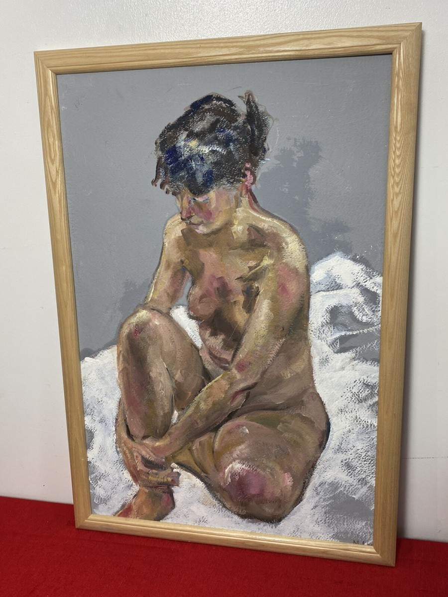 Sitting Female Nude Contemplation Study In Oil By Artist Michael Jenkins