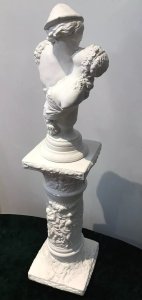 Fine Italian Sculpture Bust ‘Loves First Kiss’ On Ornate Plinth Signed By Artist On The Back Of Bust Classical Man And Woman Kissing Sculpture Bust In Fine Detail Sits Upon A On Very Ornate Round Pillar With Classical Poses, Putti And Nymphs Square Top And Base. Exceptional Detail Very Decorative Sculptural Piece Believed To Be A Plaster Model Before The End Product Would Be Cast In Bronze Composition- Plaster Of Paris Origin - Italy Dimensions In Inches Bust Height 16” Bust Width 11” Plinth Height 22” Plinth Width 10”