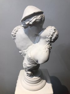 Fine Italian Sculpture Bust ‘Loves First Kiss’ On Ornate Plinth Signed By Artist On The Back Of Bust Classical Man And Woman Kissing Sculpture Bust In Fine Detail Sits Upon A On Very Ornate Round Pillar With Classical Poses, Putti And Nymphs Square Top And Base. Exceptional Detail Very Decorative Sculptural Piece Believed To Be A Plaster Model Before The End Product Would Be Cast In Bronze Composition- Plaster Of Paris Origin - Italy Dimensions In Inches Bust Height 16” Bust Width 11” Plinth Height 22” Plinth Width 10”