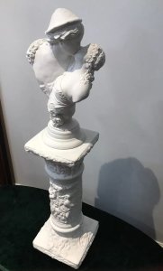 Fine Italian Sculpture Bust ‘Loves First Kiss’ On Ornate Plinth Signed By Artist On The Back Of Bust Classical Man And Woman Kissing Sculpture Bust In Fine Detail Sits Upon A On Very Ornate Round Pillar With Classical Poses, Putti And Nymphs Square Top And Base. Exceptional Detail Very Decorative Sculptural Piece Believed To Be A Plaster Model Before The End Product Would Be Cast In Bronze Composition- Plaster Of Paris Origin - Italy Dimensions In Inches Bust Height 16” Bust Width 11” Plinth Height 22” Plinth Width 10”