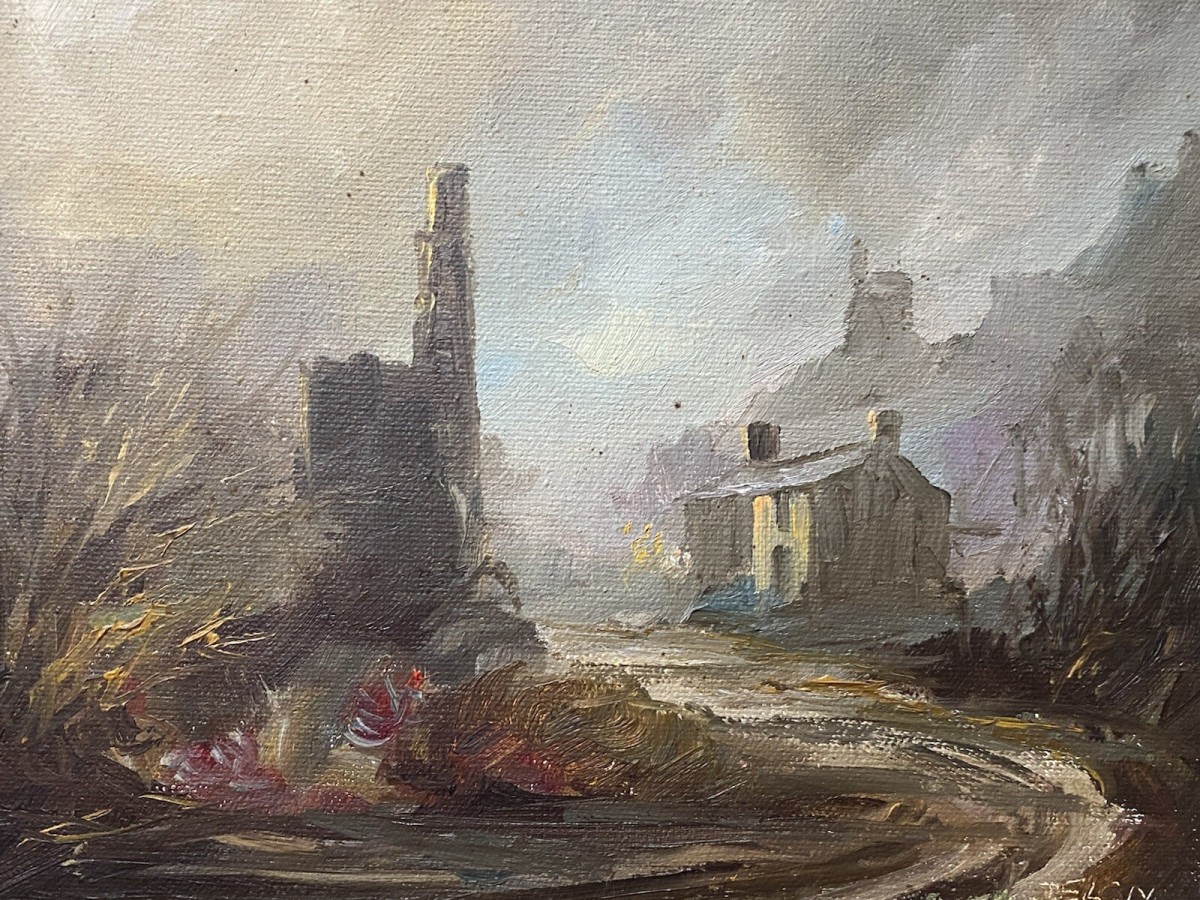 Pair Of Cornish Artist Don Hughes Original Gallon & Town Landscape Oil Paintings